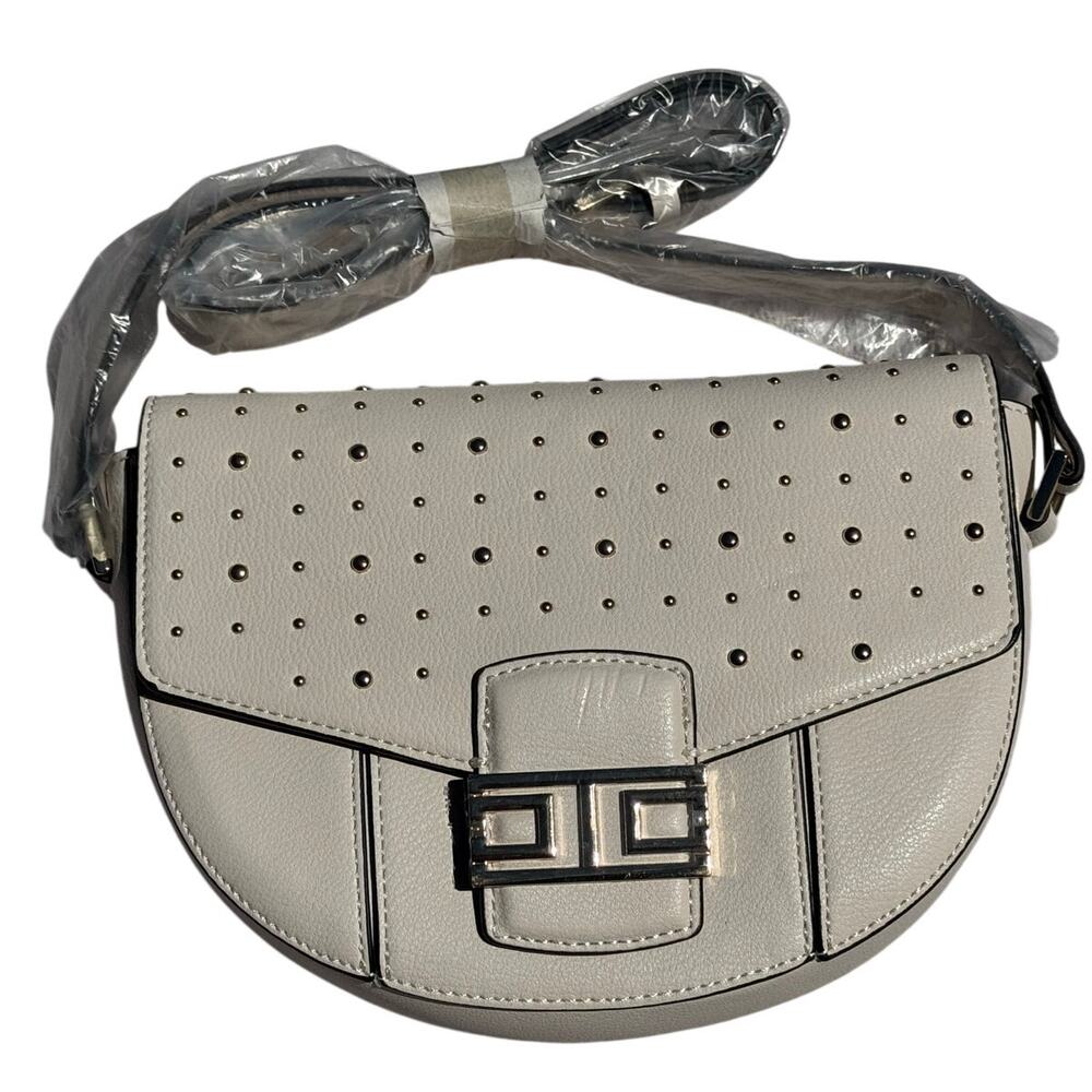 Topshop Studded Crossbody Bag – White/Beige